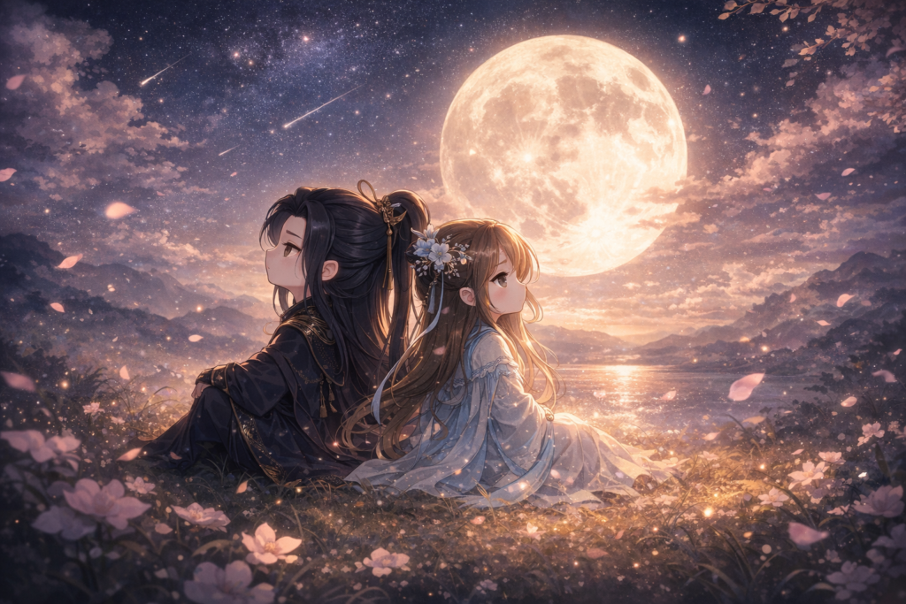 中国ドラマの登場人物をイメージしたデフォルメキャラクターのイラスト※AI生成のオリジナルイラストです